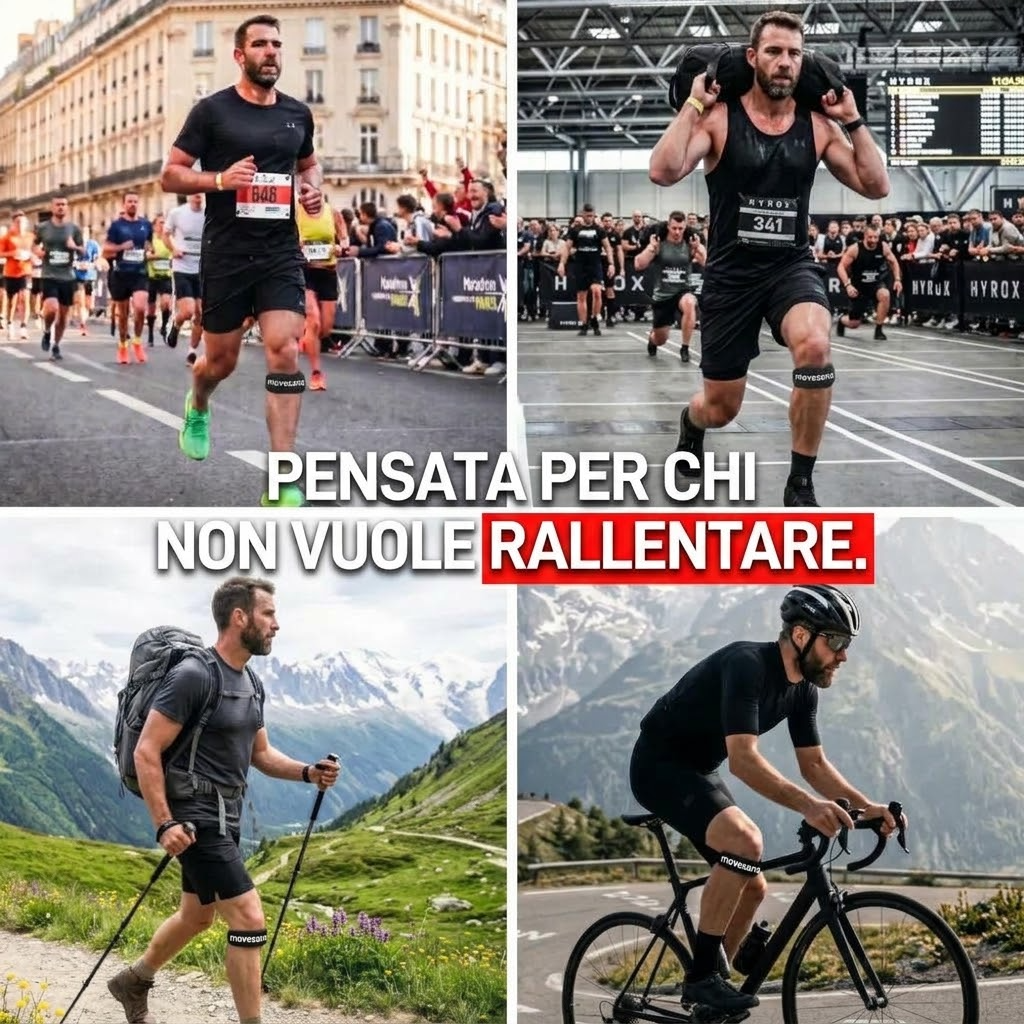 Sportivi che indossano la fascia rotulea Movesana